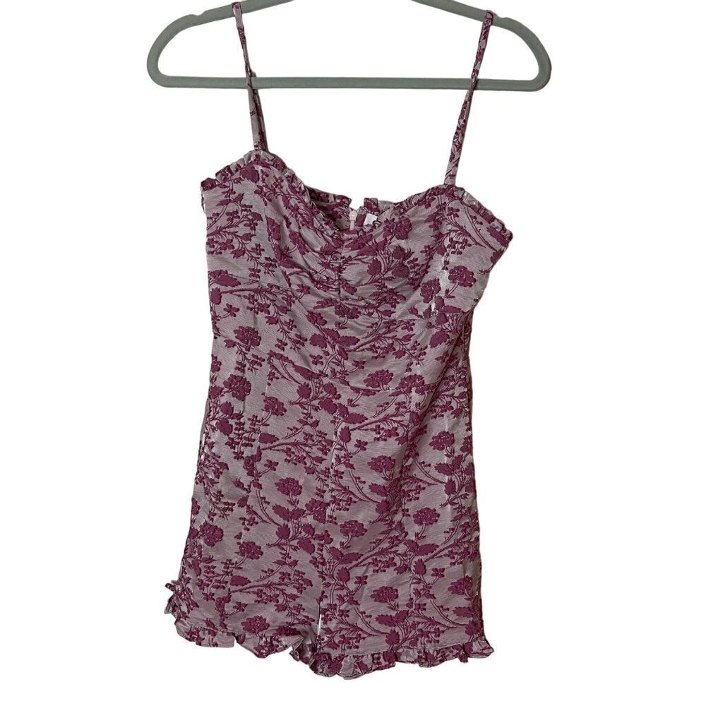 Likely Womens Romper Size 8 Pink Floral Embroidered Sweetheart Neck Sleeveless